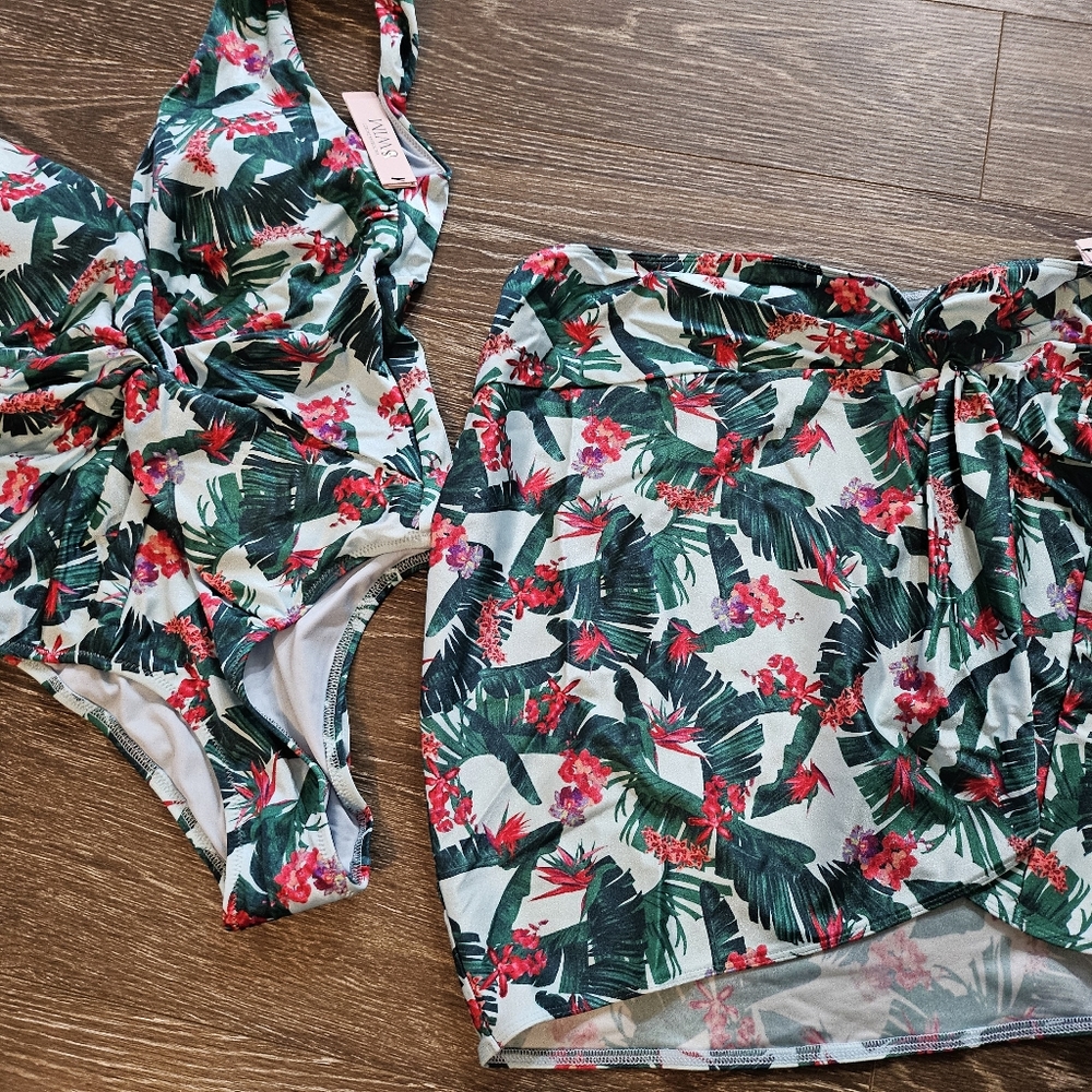 Victorias Secret swimsuit set palm tropical sarong one piece